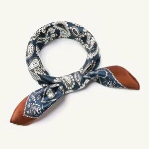 NWT Blue and Orange Paisley Print Neck Scarf/Pocket Square